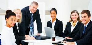 Diverse business group meeting